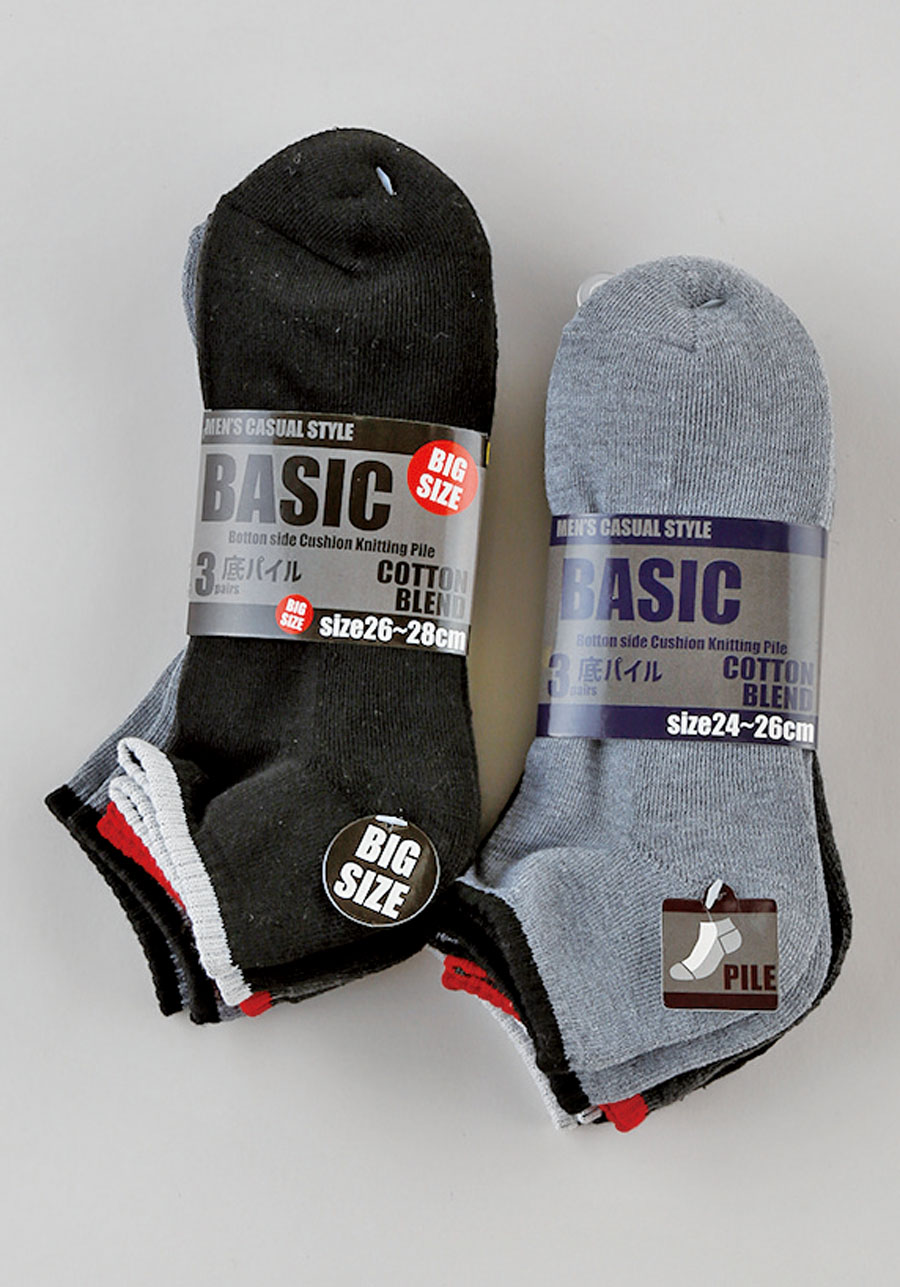 紳士　綿混底パイルkスニーカー　３P×３０セット  1002729211