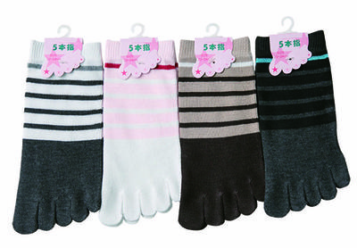 婦人　五本指アンクレットソックス　ボーダーかかと無し　120足入  4524039214192