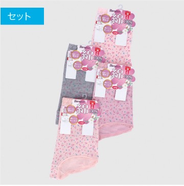 婦人　２P綿100％針抜きプリントショーツ　1分丈　サイズ別30枚入り