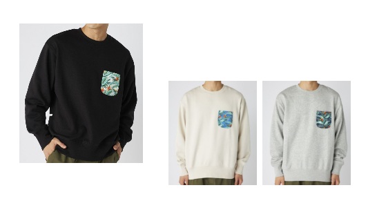 【OP】メンズ 総柄胸ポケット付き 裏起毛クルースウェット　全3色アソート　12枚入り 535015