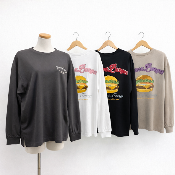 天竺長袖Tシャツ　ロゴプリント　サガラワッペン　16枚入り