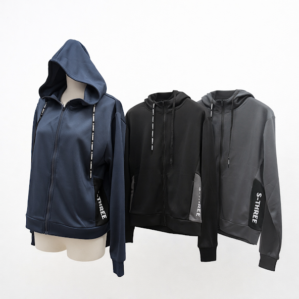 〚S-3〛ジャージフルジップパーカー　配色切替　12枚入り  1003396441