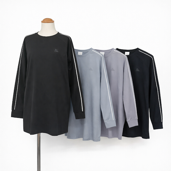 〚S-3〛ストレッチラグランパイピング長袖Tシャツ　18枚入り  1003396191