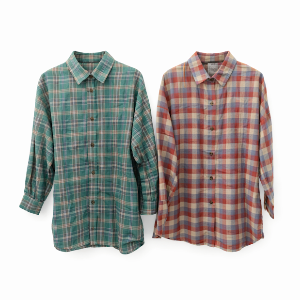 バルーン袖チェック柄　2サイズ　16枚入り  1003933901・1003933911