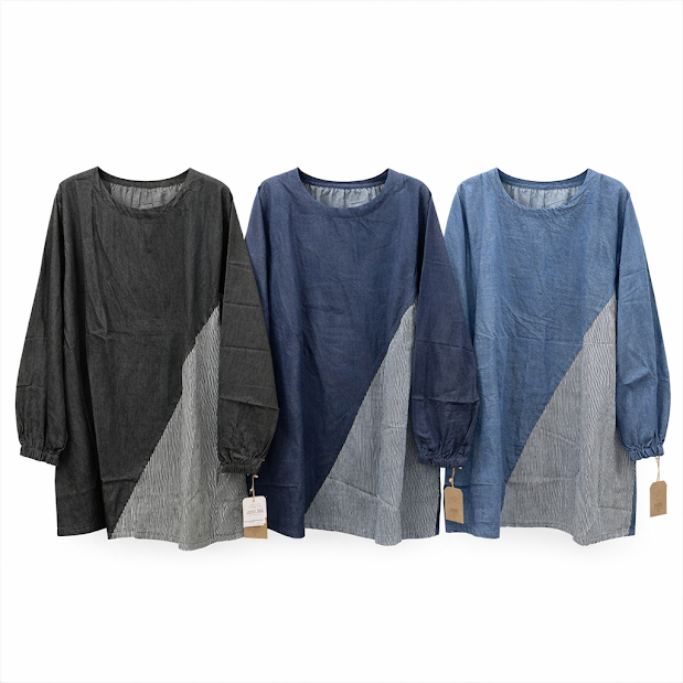 デニムワイド　切替チュニック　12枚入り  1003920721