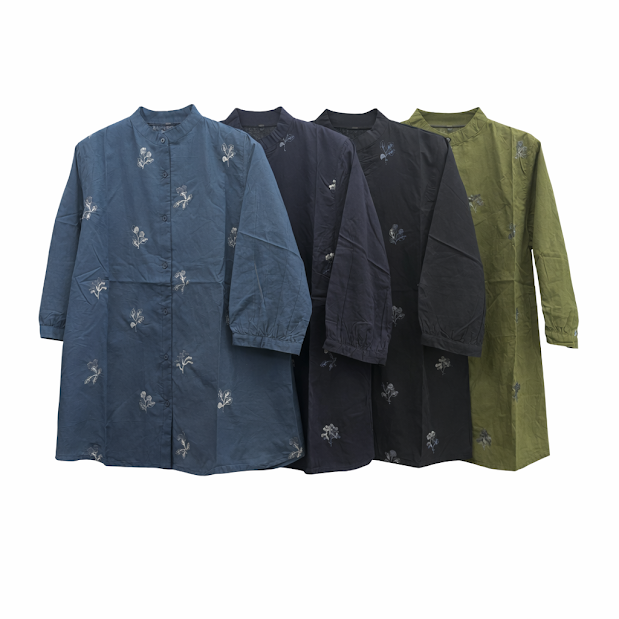 スタンドカラー刺繍フレアチュニック　12枚入り  1003933961