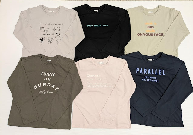 C100　長袖プリントTシャツ　柄込み　30枚入り 1003886001・1003886011