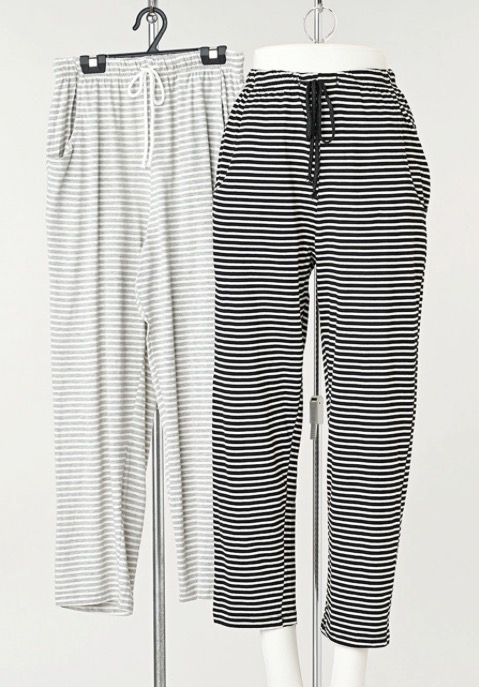 婦人　天竺イージーパンツ　ボーダー　15枚入り 1003867121