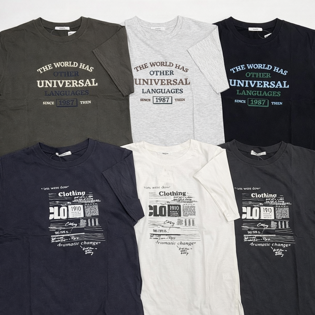 天竺半袖裾スリットTシャツ　（A)　プリント5柄　30枚入り