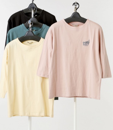 婦人　7分袖綿英語ロゴ　Ｔシャツ　15枚入 1003887271