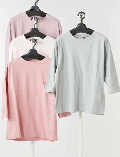 婦人　7分袖綿ロゴＴシャツ　15枚入 1003887281