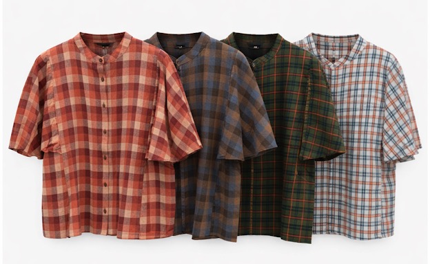 ウイングスリーブチェックシャツ２型　2サイズセット16枚入り