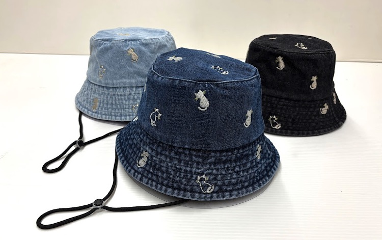 ネコ刺繍デニムハット　12個入り 1003902311