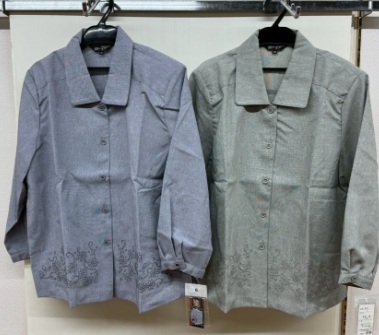 婦人　【銀の鈴】処分品カチオン長袖刺繍シャツ　12枚入り 1003840241