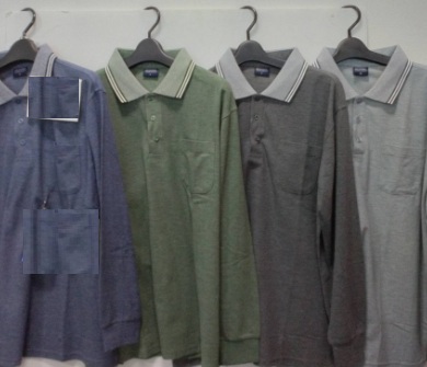 紳士　長袖カノコ　大寸　衿JQポロ(杢)　16枚入り 1003750611