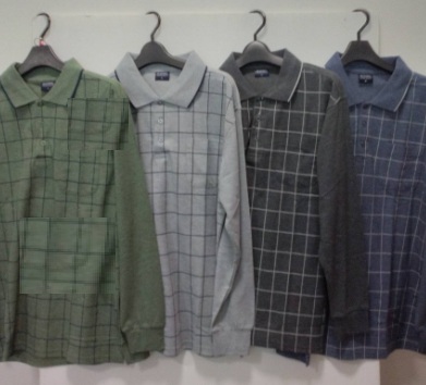 紳士　長袖杢カノコ　大寸　衿JQ格子柄ポロ　16枚入り 1003750631