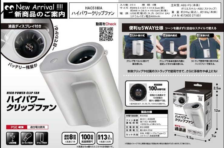 ハイパワークリップファン　24個入 HAC5180A