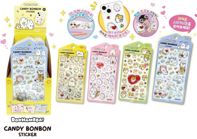 韓国正規ライセンス商品！5月中旬～入荷予定！ドゥハムパ　キャンディボンボンステッカー　全4種アソート　144個入 8809955836700