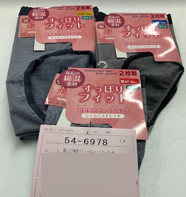 婦人　2Ｐ綿混ストレッチショーツボーダー柄　50枚入り 54-6978