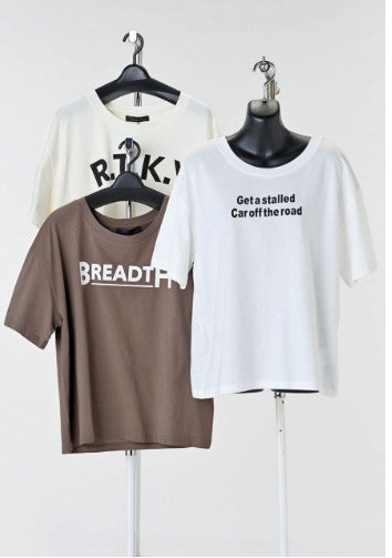 レディス　ロゴプリント柄　アソートワイドTシャツ　24枚入り 1003680001