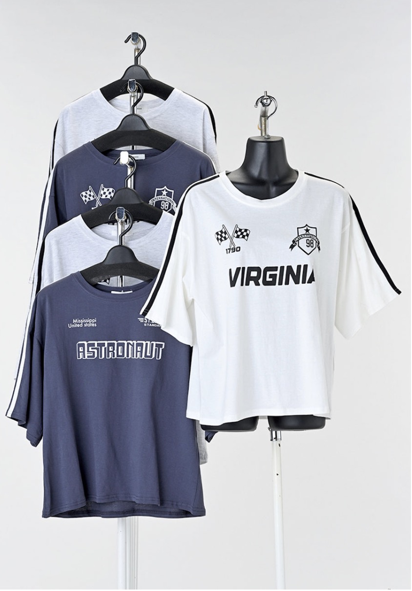 レディース　天竺半袖ワイドTシャツ　ゲームシャツ２柄　30枚入り 1003710381