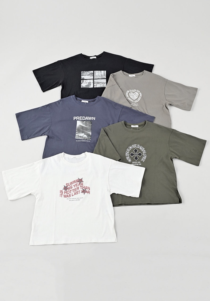 レディース　天竺半袖ワイド　Tシャツプリント5柄　２サイズセット