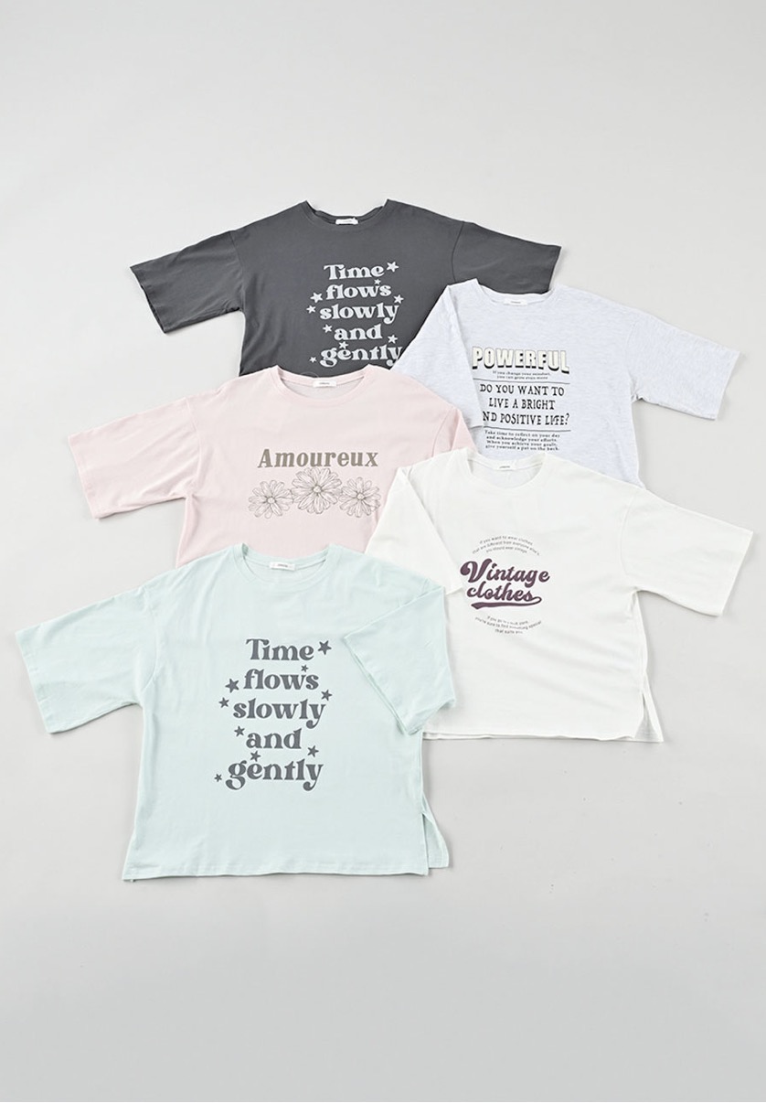 レディース　天竺半袖ワイド　Tシャツプリント5柄Bタイプ　２サイズセット
