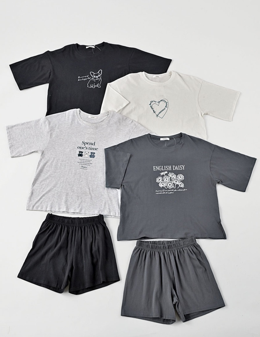 レディース　天竺半袖Tシャツショーパンセットアップ　Bセット　24セット入り 1003710511