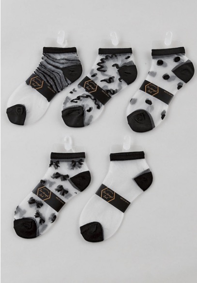 婦人綿混シースルーショート丈（ブラック）　100足入り 1003934421