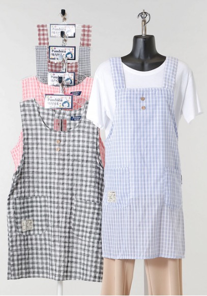 先染め格子H・ラン込みエプロン　2サイズセット　30枚入り