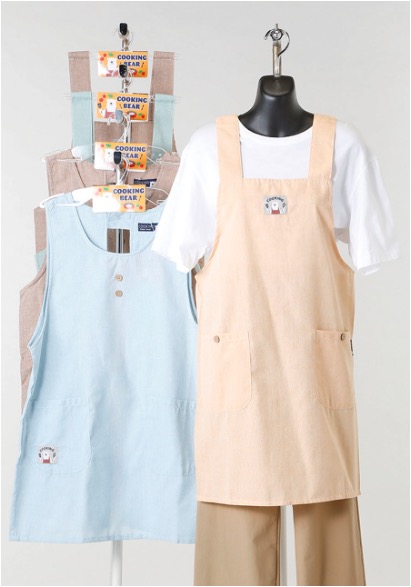 先染め無地淡色H・ラン込エプロン　2サイズセット　30枚入り