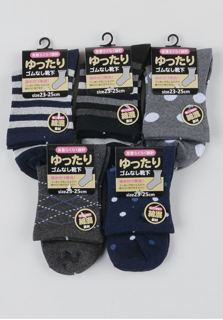 婦人綿混ゴムなしクルー１P　100足入り 1003303421