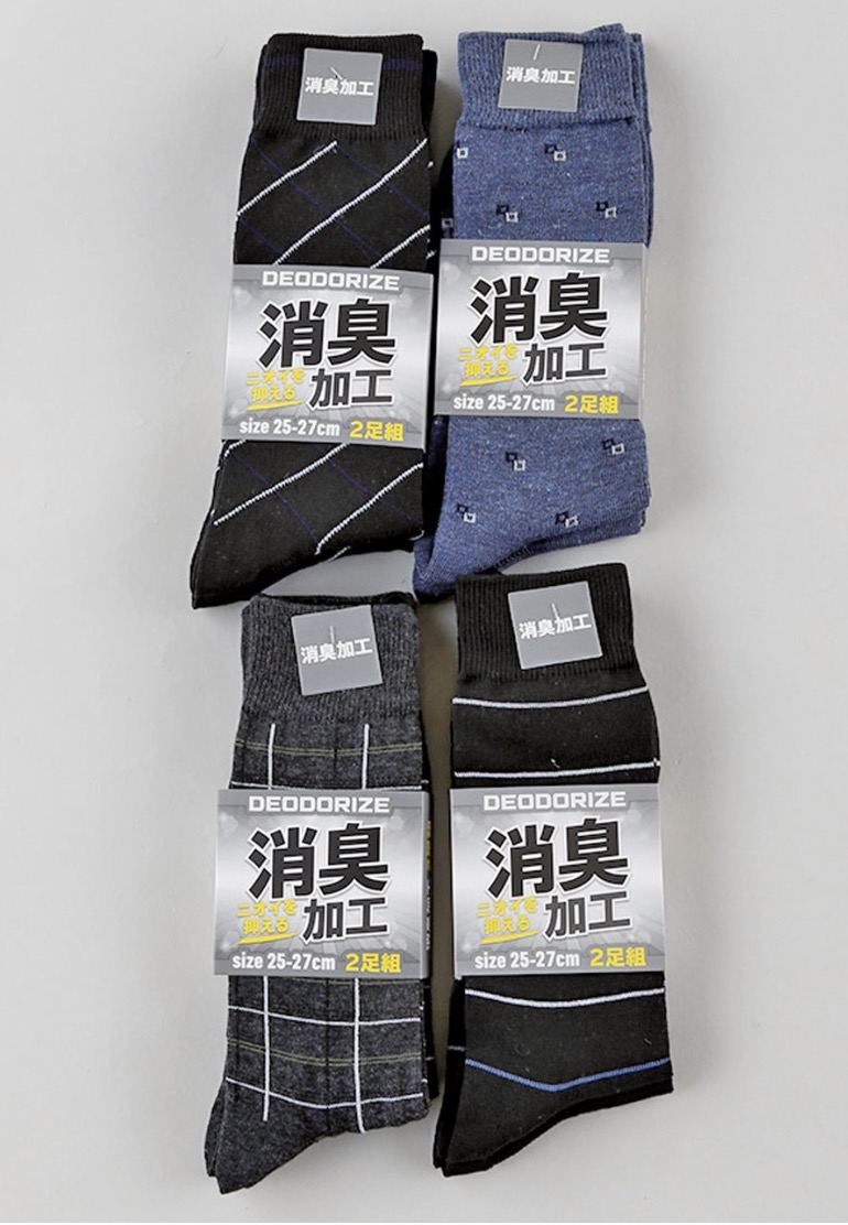 紳士綿混柄クルー２P　消臭加工　５０足入り 1003943261