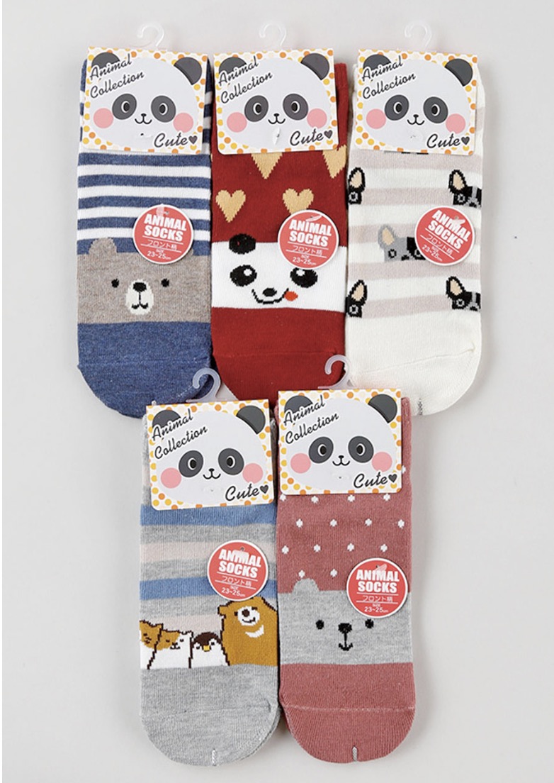 婦人フロントアニマル柄スニーカー１P　１００足入り 1003655151