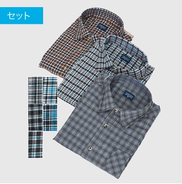 紳士　長袖先染め格子シャツ　20枚入り 470315