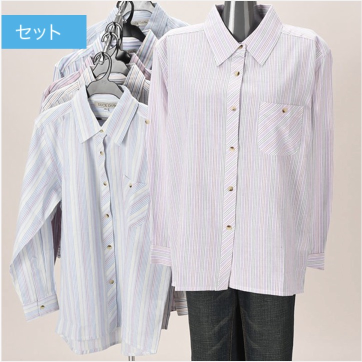 婦人　平織りストライプ柄ブラウス　30枚 470331