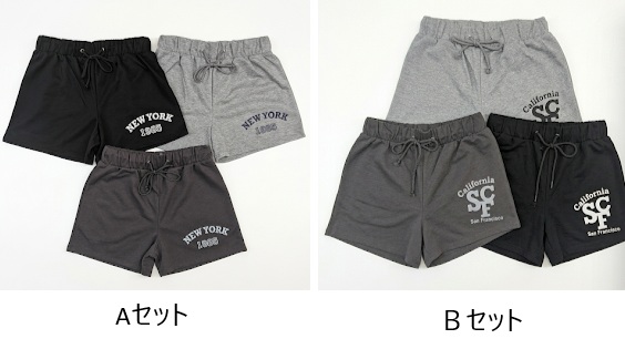 裏毛ショートパンツプリント　Ａ/Ｂ　30枚入り 1003700971・1003700981