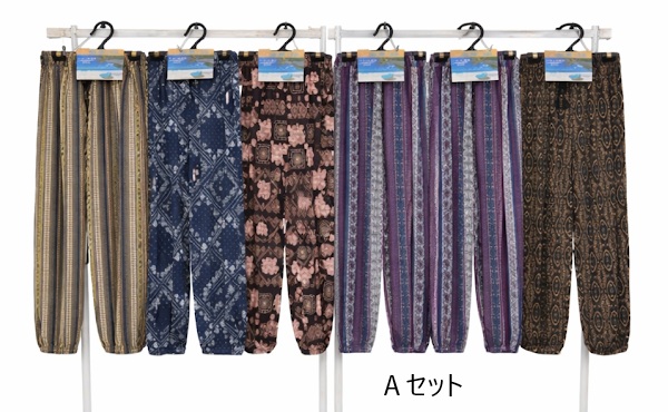 レディース　天竺プリントりらパン　裾絞りロング　Ａ/Ｂ/Ｃ　30枚入り 1003702291・1003702301・1003772001