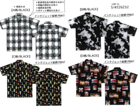 【PRIMAL　POINT】メンズ　レーヨン半袖総柄シャツ　全4柄アソート　12枚入り 226252