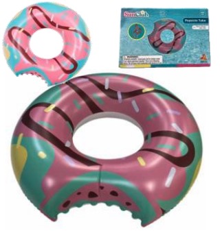 ドーナツ柄浮き輪　125cm　12個入り 35462