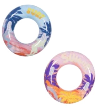プリント2柄手持ち付き浮き輪　100cm　12個入り 35279