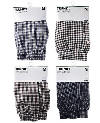 メンズ　前とじ布帛トランクス　サイズ別　20枚入り
