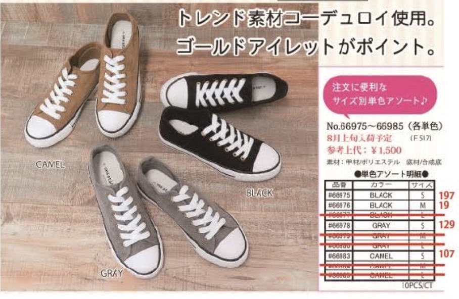 VCコーデュロイスニーカー　100入り