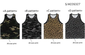 PRIMAL POINT　メンズ　Mesh All over print Tank top2　　ダ迷彩・ヒョウ柄　ダブルフェイスメッシュタンク　全4色アソート　40枚入り 225327