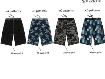 PRIMAL POINT　メンズ　Japanese Pattern　Mesh Allover-Print Shorts　和柄ダブルメッシュショートパンツ　全4色アソート　40枚入り 226318