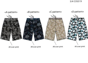 PRIMAL POINT　メンズ　Tropical print　Mesh Allover-Print Shorts　トロピカル柄　ダブルフェイスメッシュ　全4色アソート　40枚入り 226319
