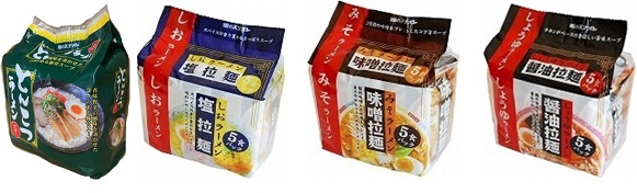 麺のスナオシ 　拉麺　5食P　全4種　180個入り 4973288830972・4973288830989・4973288830996・4973288580129