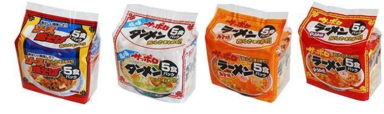 麺のスナオシ サッポロラーメン　5食P　全4種　180個入り 4973288512304・4973288523409・4973288534504・4973288545609
