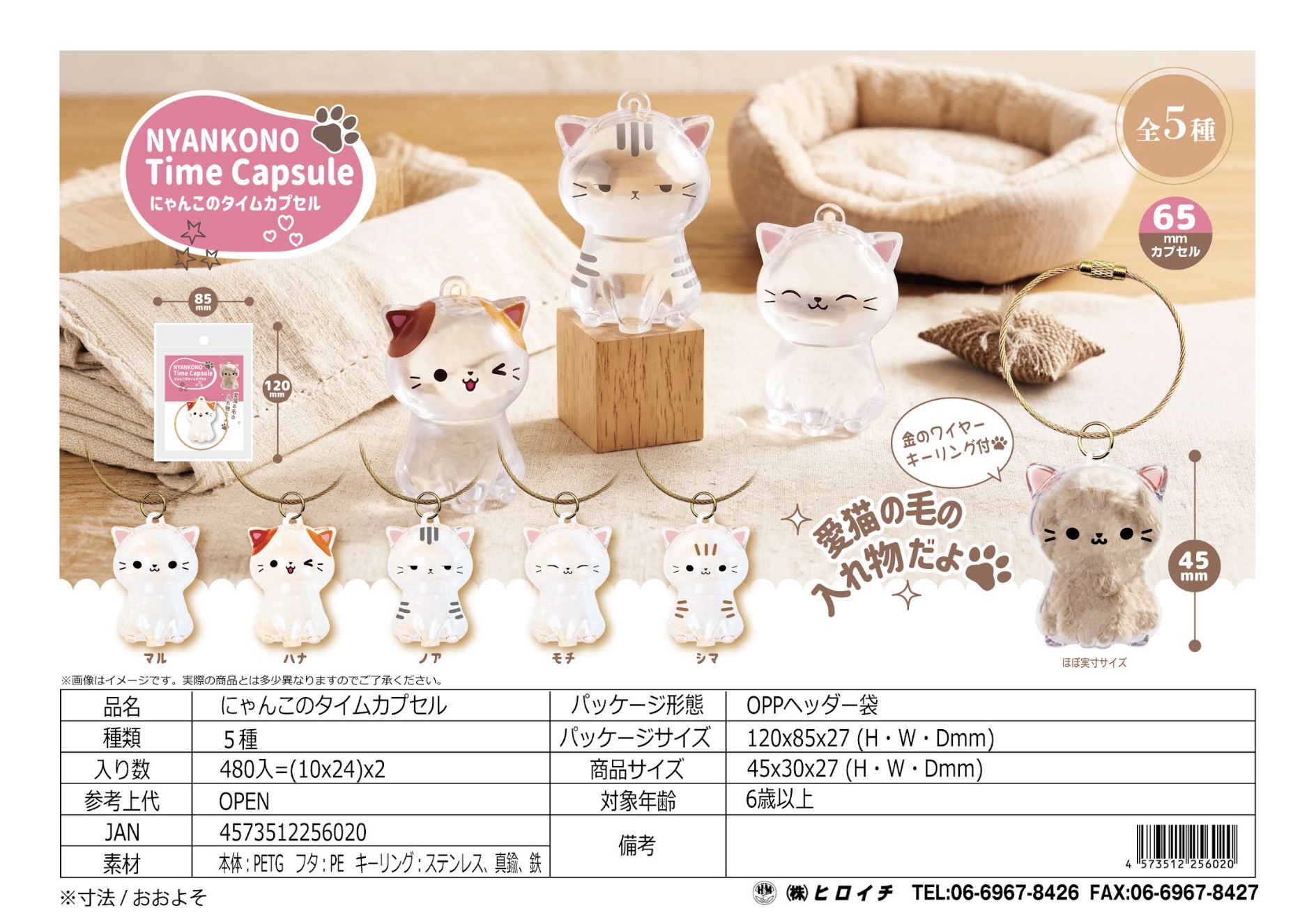 にゃんこのタイムカプセル　5種480個入 4573512256020