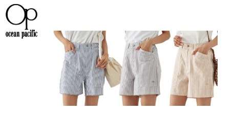 【OP】オーシャンパシフィック　レディース　ストライプ柄　ショートパンツ　全3色アソート　20枚入り 522754